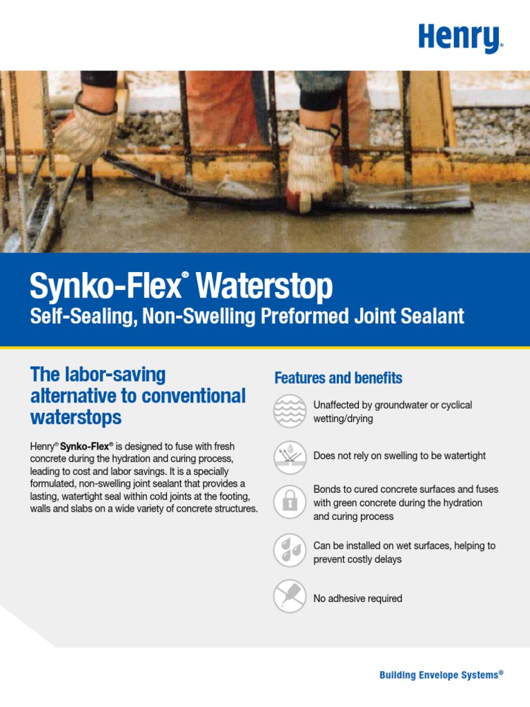 SynkoFlex Waterstops Sell Sheet 6233USE001 PDF Concrete