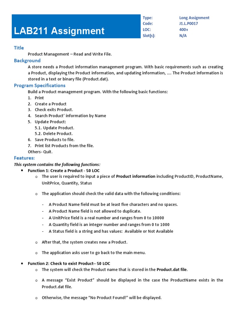Product Management Program Assignment | PDF | Programming | Computer ...