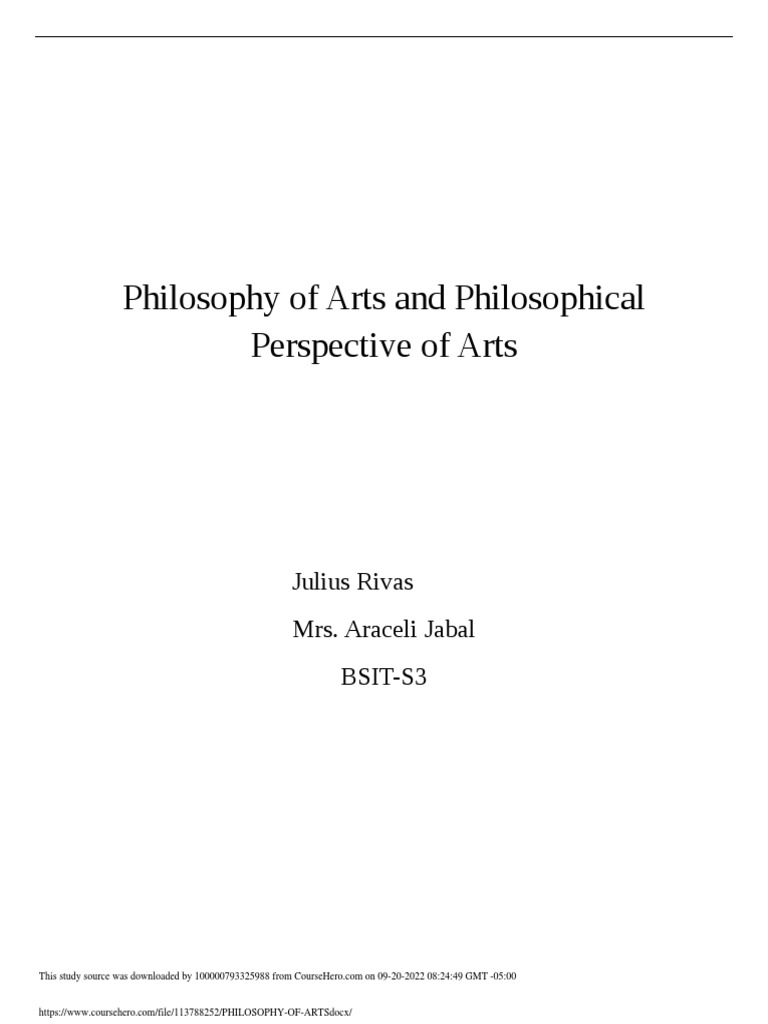 Philosophy of Arts PDF Representation (Arts) Western Philosophy