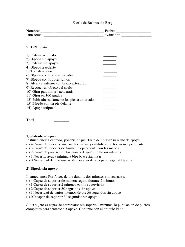 Escala de Balance de Berg PDF