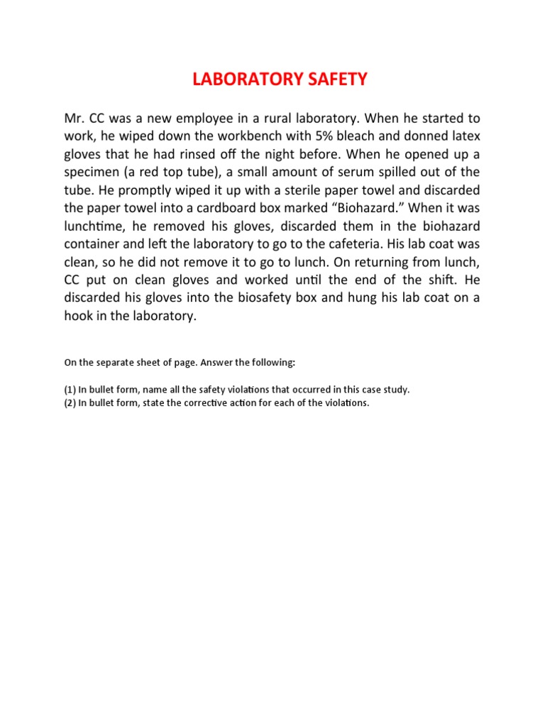 LABORATORY SAFETY Quiz PDF