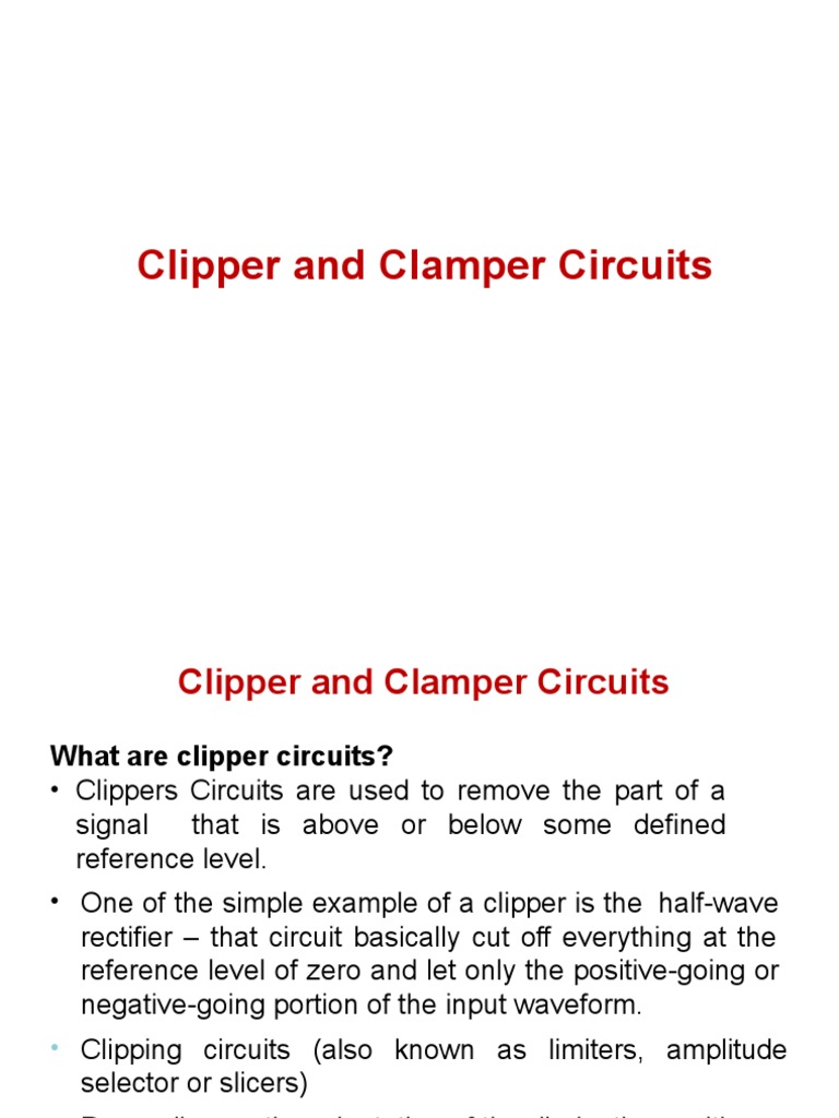 Clipper and Clamper Circuits PDF Electricity