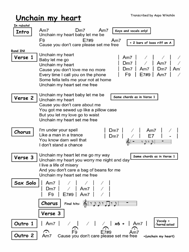 Unchain My Heart | PDF | Song Structure | Elements Of Music
