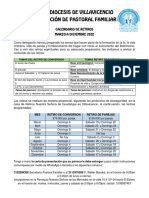 2022 Calendario de retiros presenciales