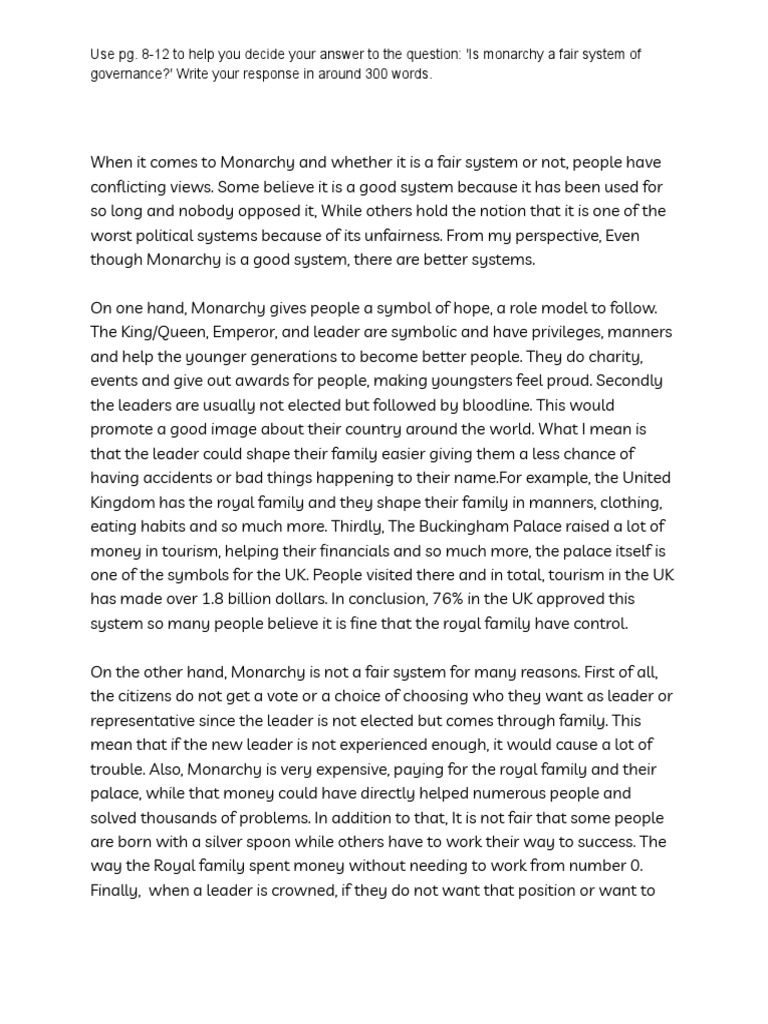 Is Monarchy a Fair Governance System? | PDF | Monarchy | Forms Of ...