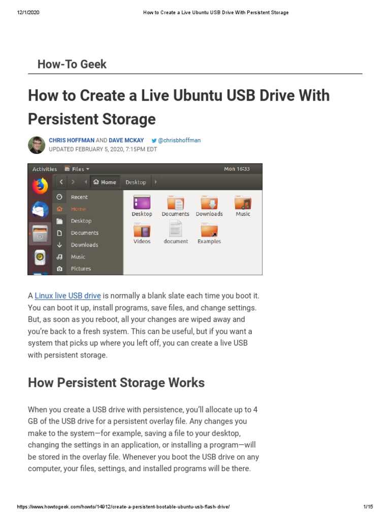 How To Create A Live Ubuntu USB Drive With Persistent Storage PDF