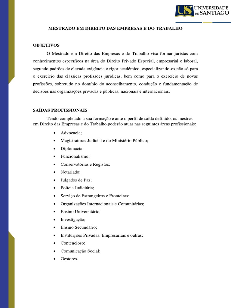 Mestrado em Direito do Trabalho e Empresas | PDF | Justiça | Crime e ...