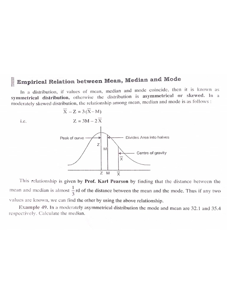 Empirical Relationship Between Mean, Median and Mode. | PDF
