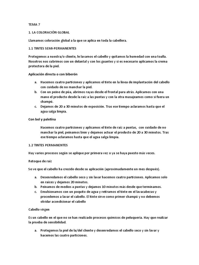 Guía de Técnicas de Coloración Capilar | PDF | Pelo