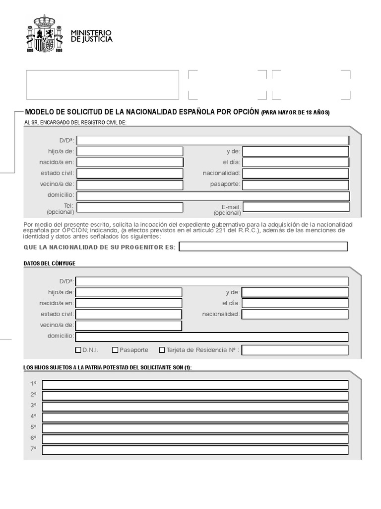 Solicitud Nacionalidad Espa ola Por Opci n PDF Instituciones 