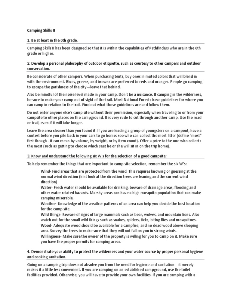 Camping Skills Ii Pdf Camping Lantern