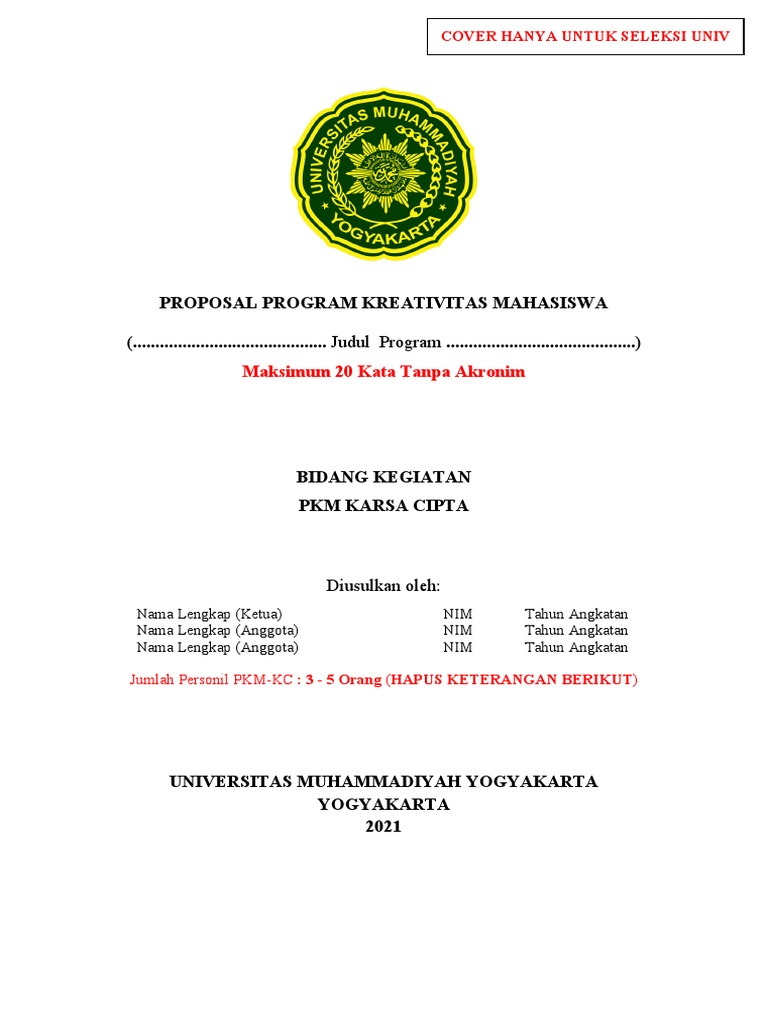 Contoh Proposal PKM Karsa Cipta | PDF