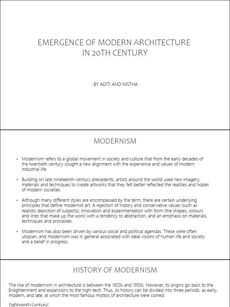 Modern Architecture: A 20th Century Overview | PDF | Modernism ...