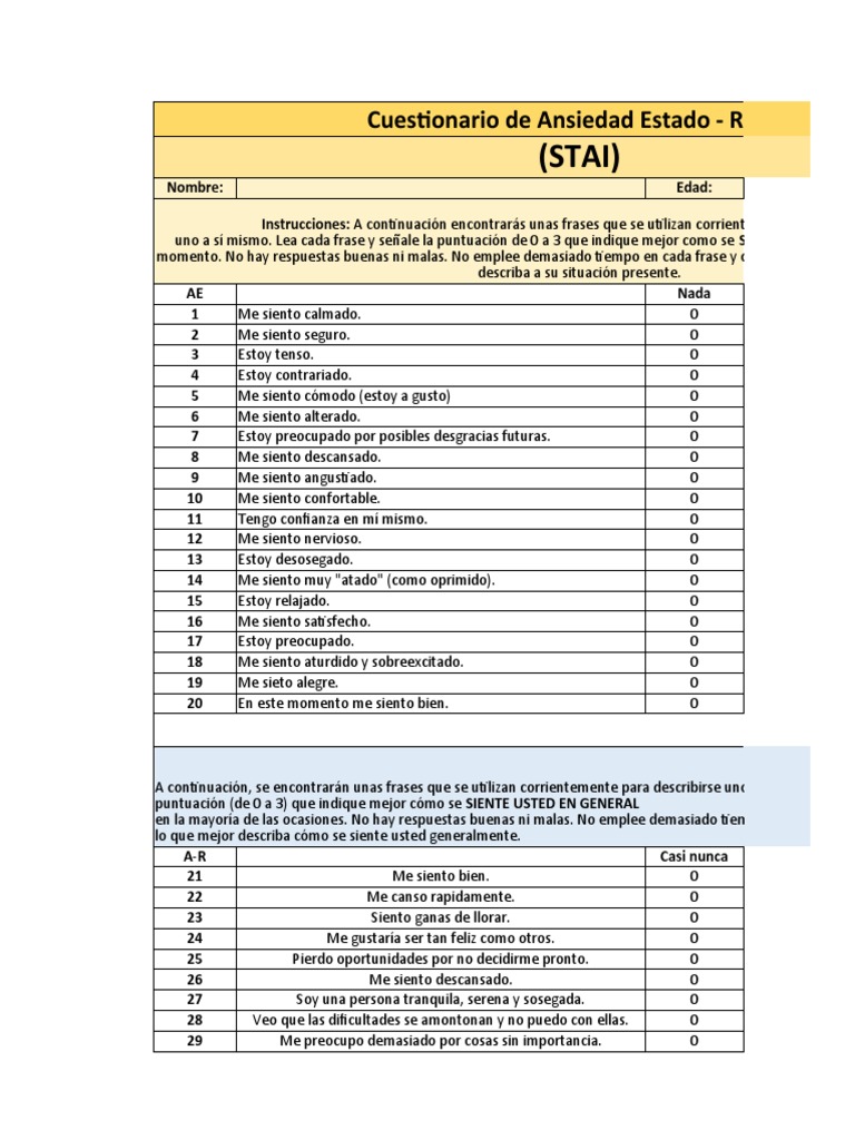 STAI - Plantilla | PDF