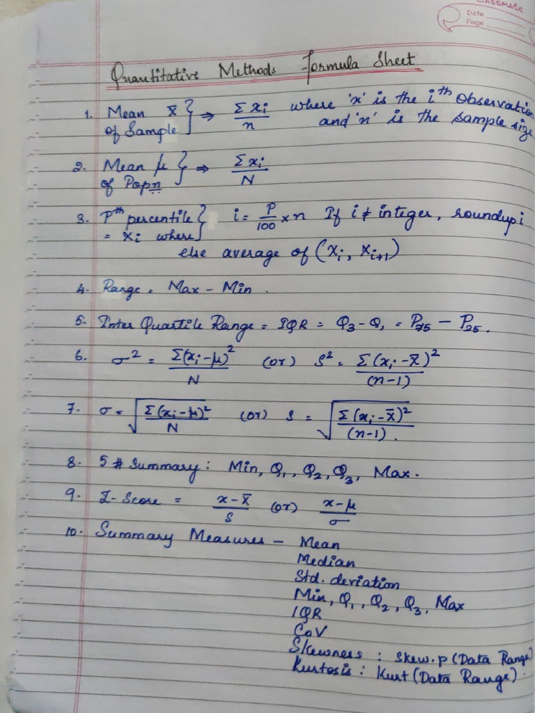 QM FormulaSheet MidSem | PDF