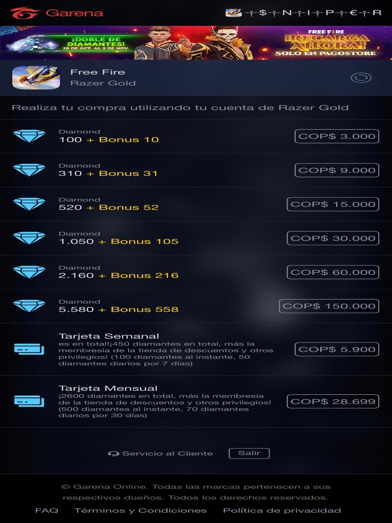 Garena Topup Center Pk