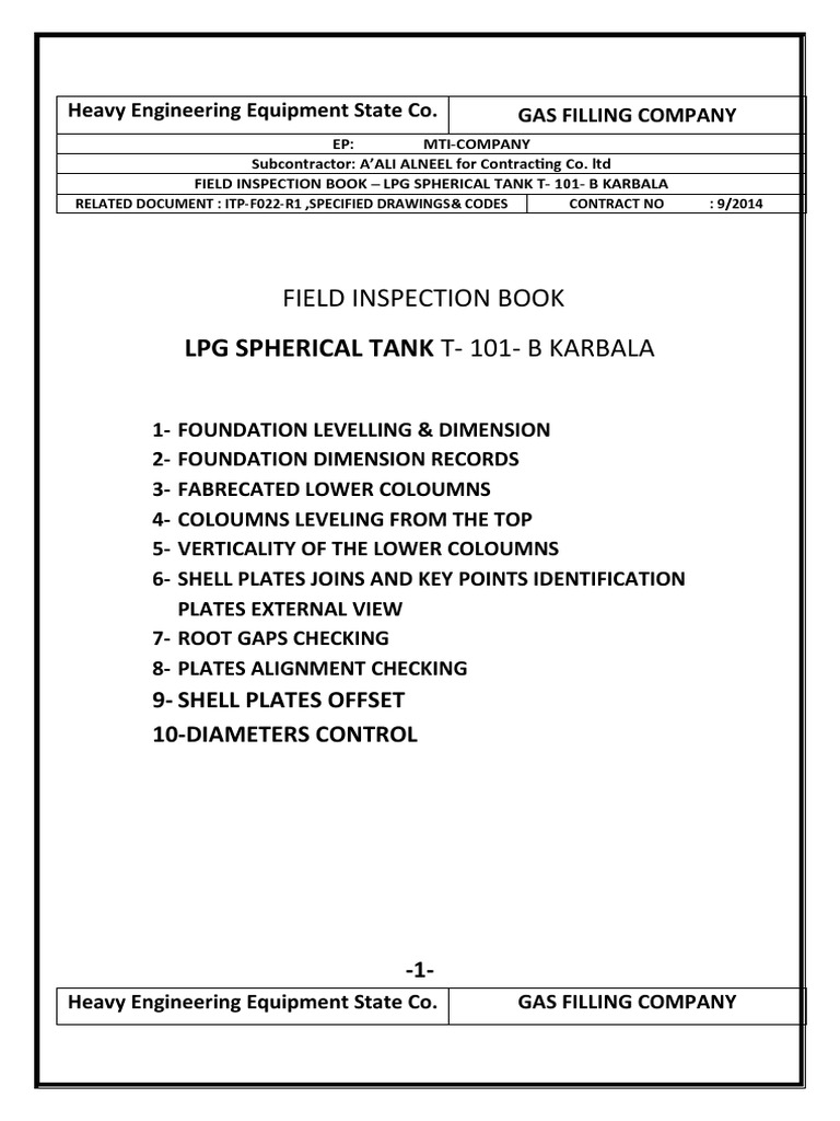 FIELD INSPECTION BOOK PDF Engineering Tolerance