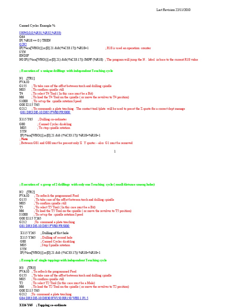 Canned Cycles Programming Example PDF Drilling Computing