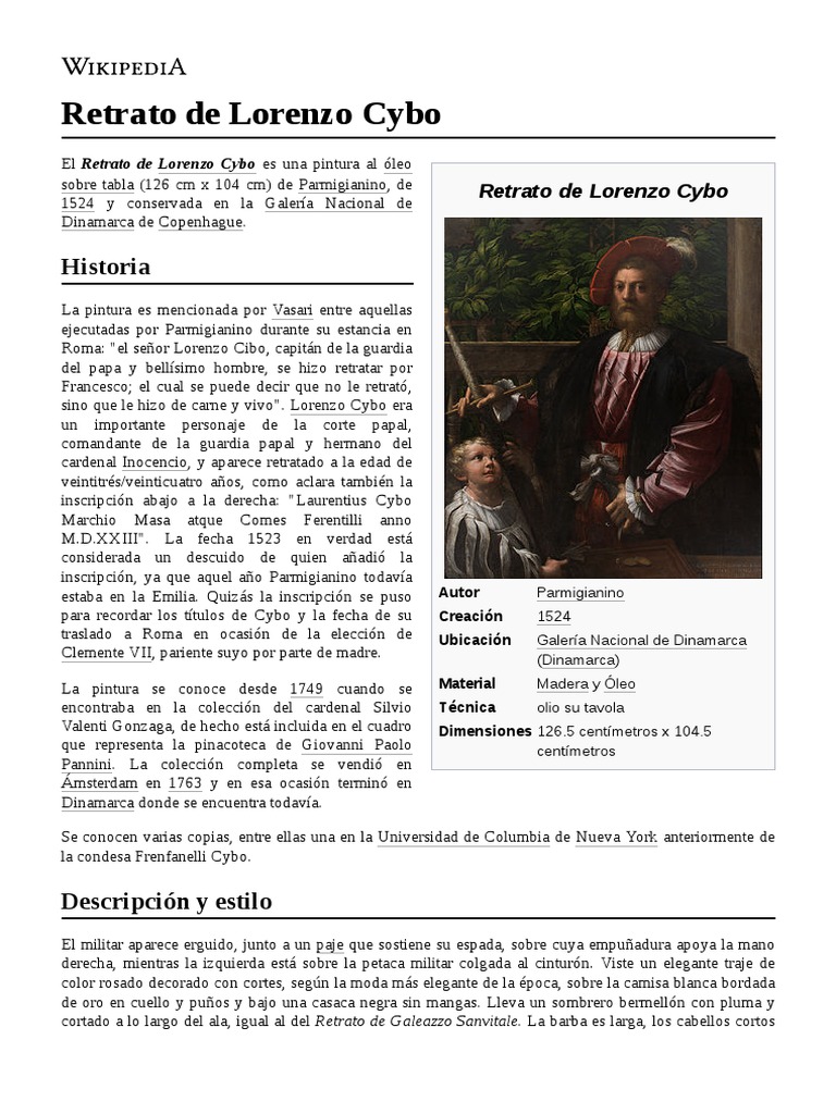 Retrato de Lorenzo Cybo PDF Pinturas de personas Artes visuales