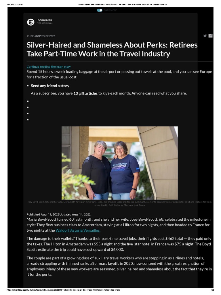 SilverHaired and Shameless About Perks Retirees Take PartTime Work