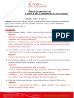 Tópicos Das Respostas Às Perguntas para A Escola Bíblica Dominical Do Dia 14-08-22