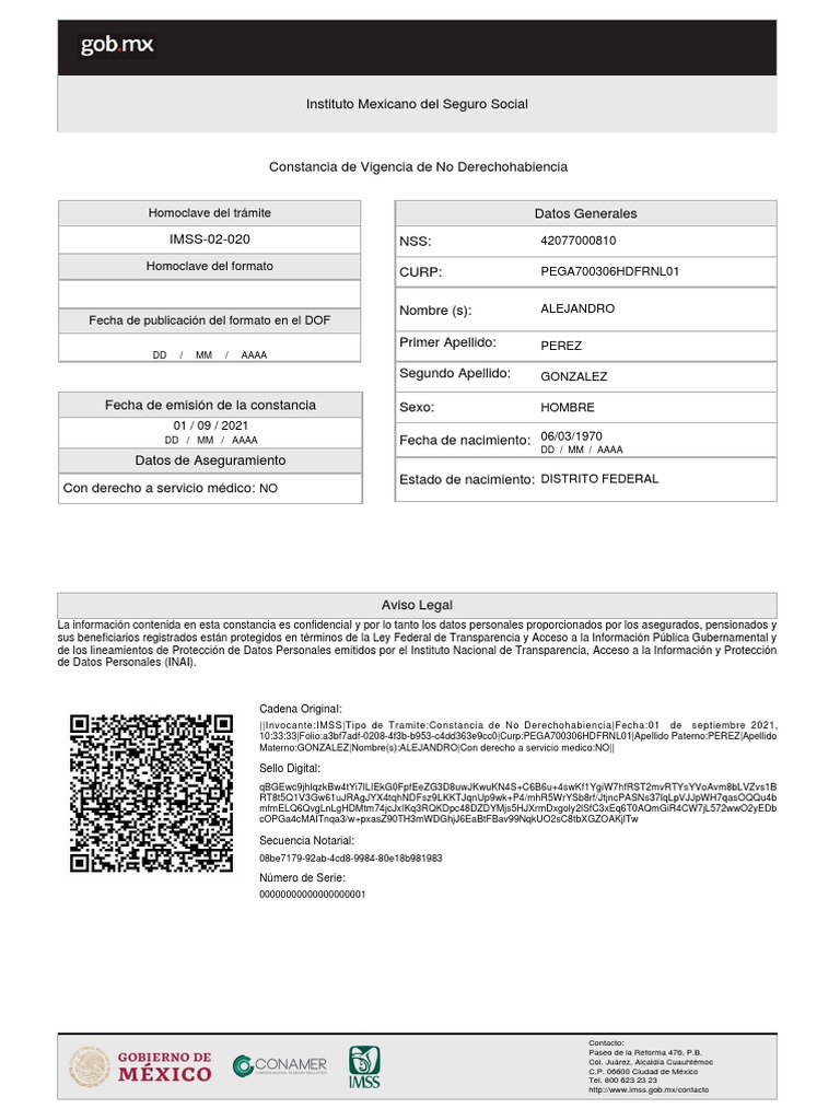 Constancia de No Afiliaci&oacute;n al IMSS | PDF | Etica Aplicada | Derechos