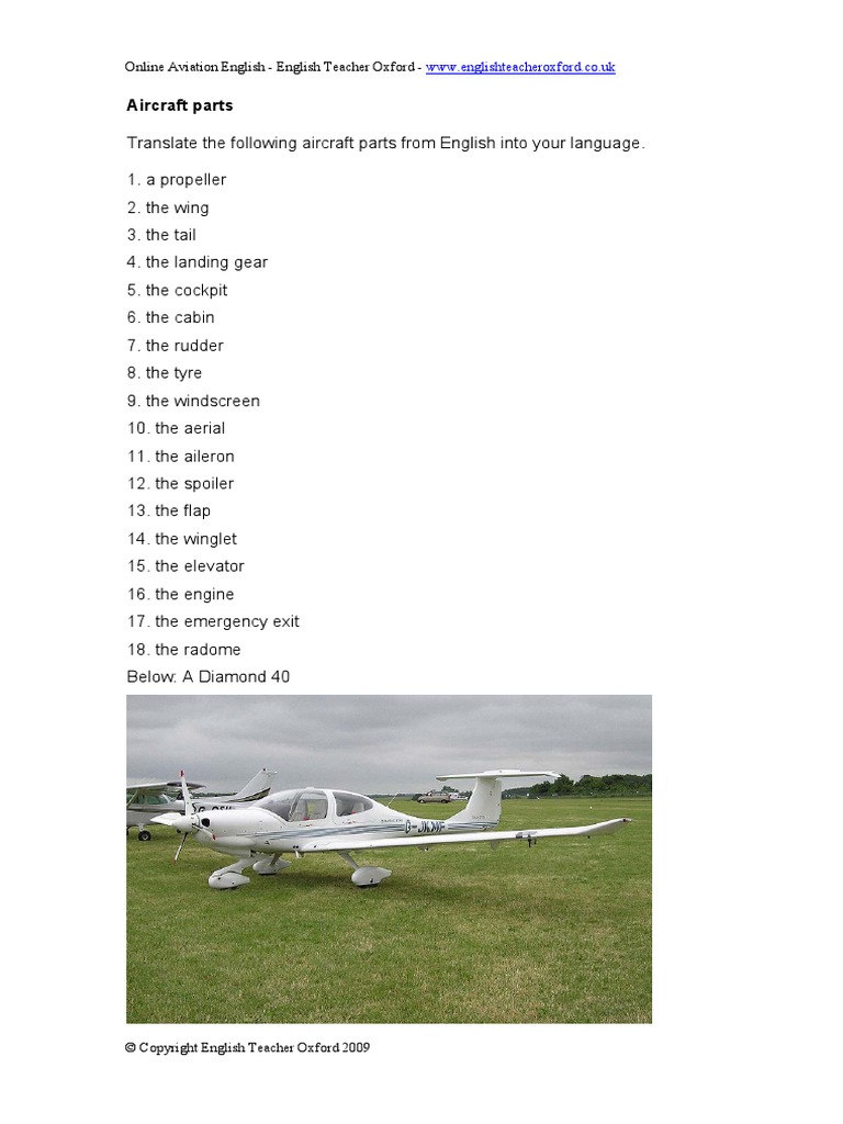 aircraft parts vocabulary PDF