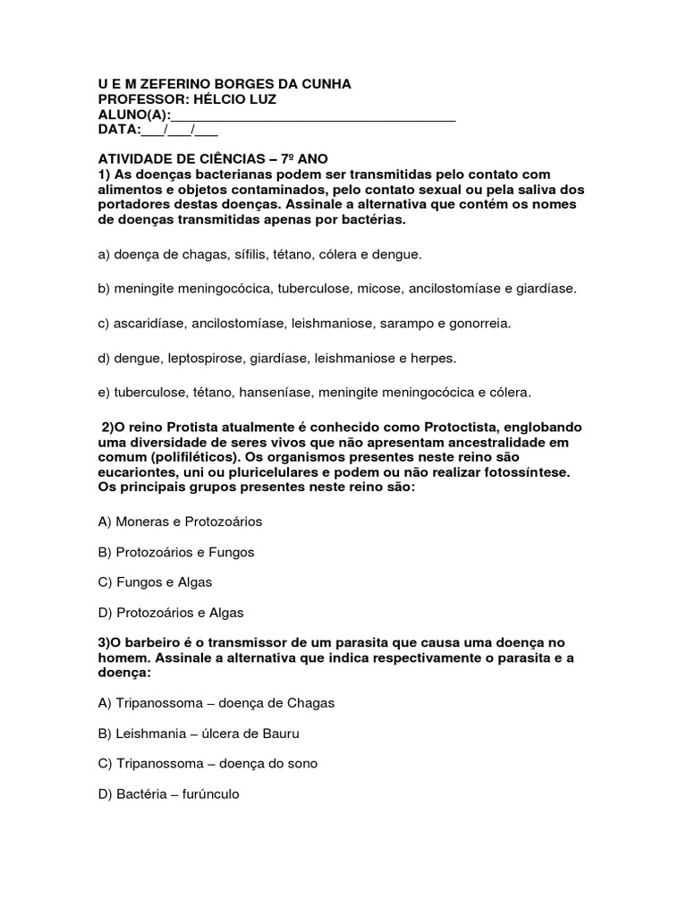 Ciências 7 Ano Seres Microscópicos | PDF | Bactérias | Fungo