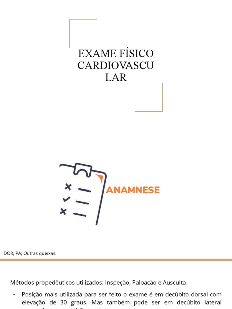 Exame Físico Cardiovascular Detalhado | PDF | Coração | Sistema ...