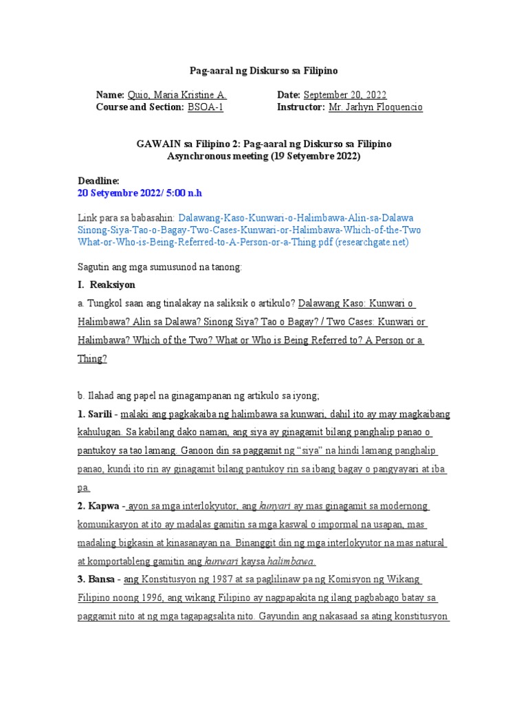 Pagbibigay Reaksiyon at Repleksyon Sa Artikulo | PDF