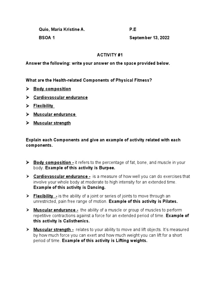Components of Physical Fitness | PDF | Self-Improvement