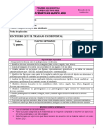 PRUEBA DIAGNOSTICA DE Matemáticas, QUINTO 2022