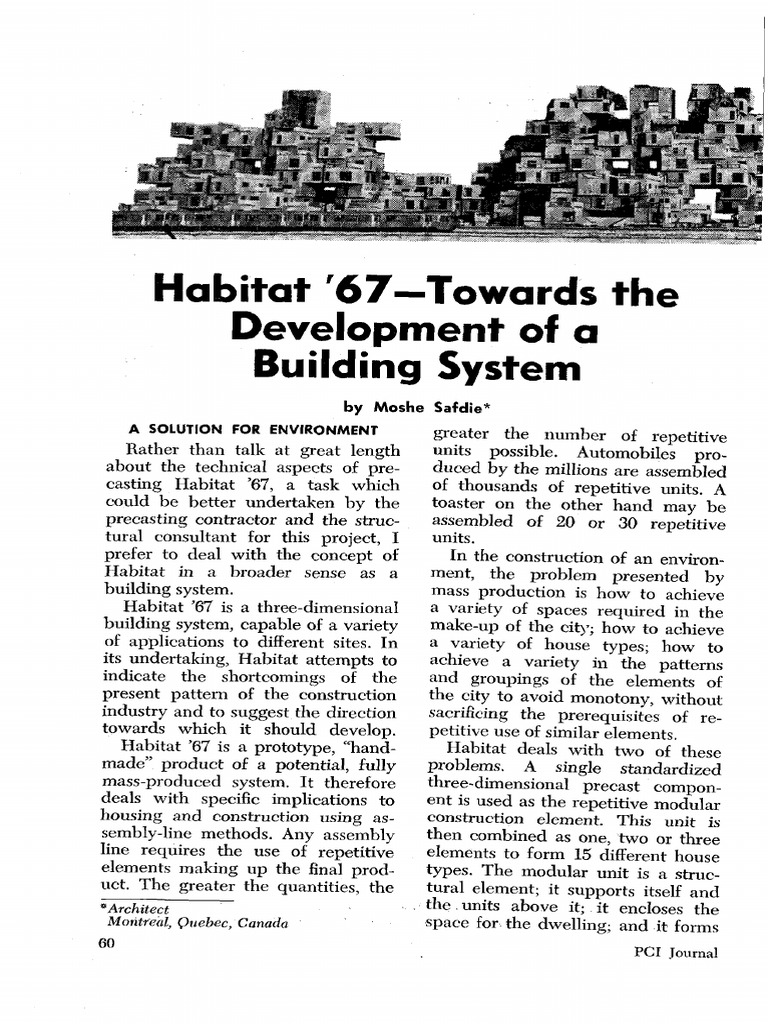 Habitat 67 Towards The Development of A Building System PDF