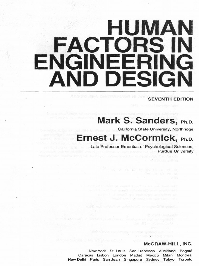 Mark Sanders, Ernest McCormick Human Factors in Engineering and