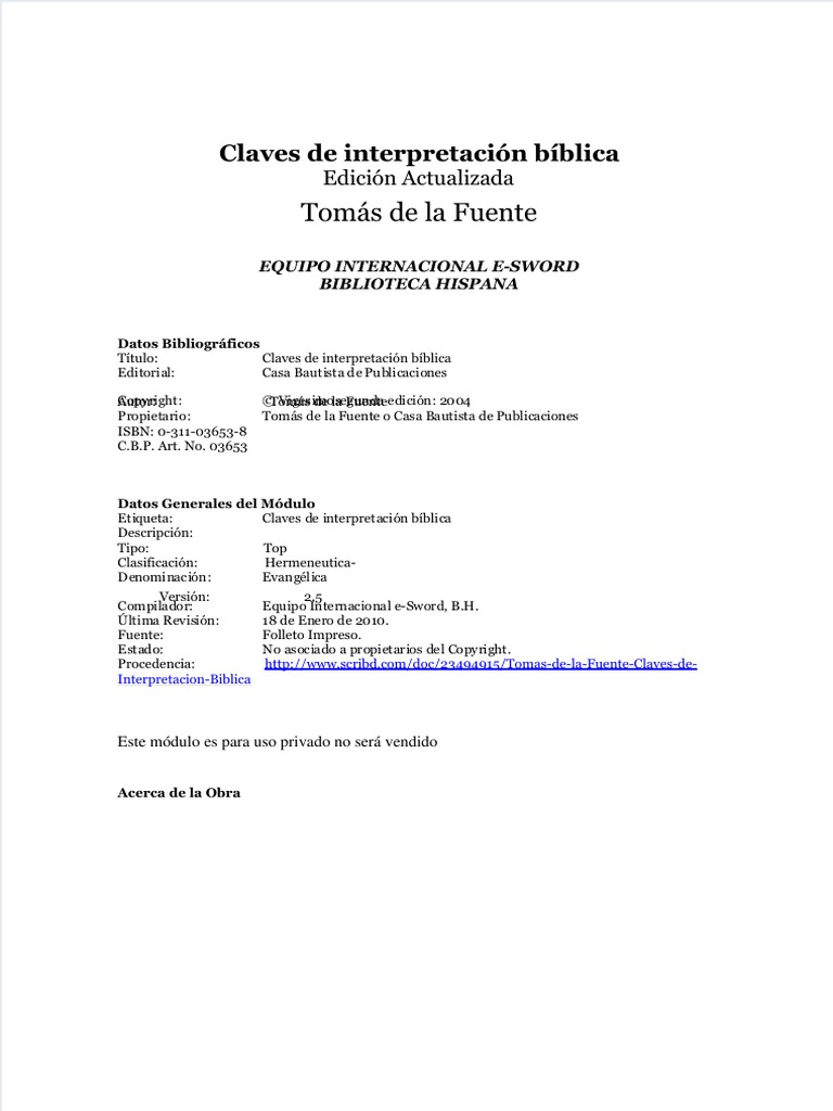 Claves de La Interpretacion Biblica PDF Biblia Hermenéutica