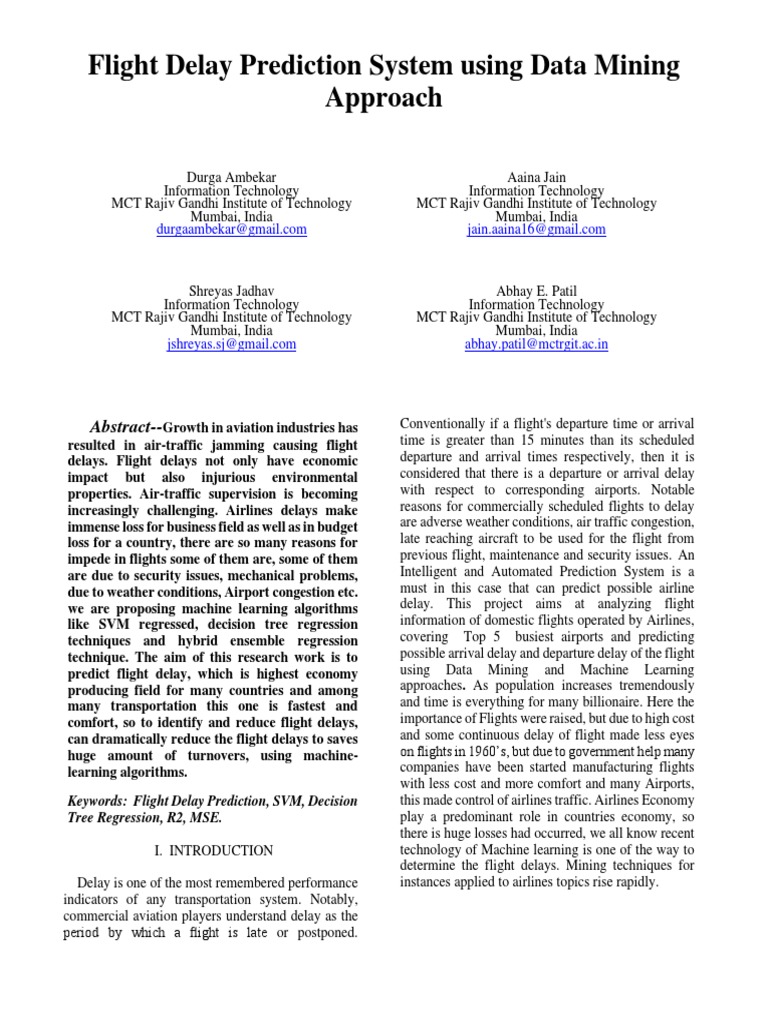 Flight Delay Prediction System Paper - 802 - 826 - 828 | PDF ...