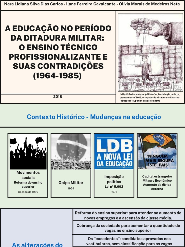 A Educação No Período Da Ditadura Militar o Ensino Técnico ...