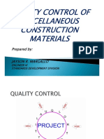 Quality Control of Miscellaneous Construction Materials - Jayson - Margallo 1