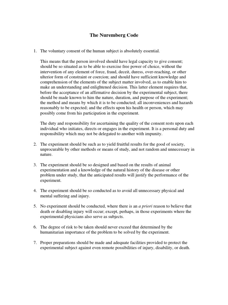 Hr the nuremberg code pdf experiment consent
