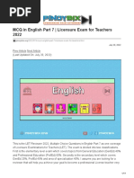 MCQ in English Part 7 Licensure Exam For Teachers 2022