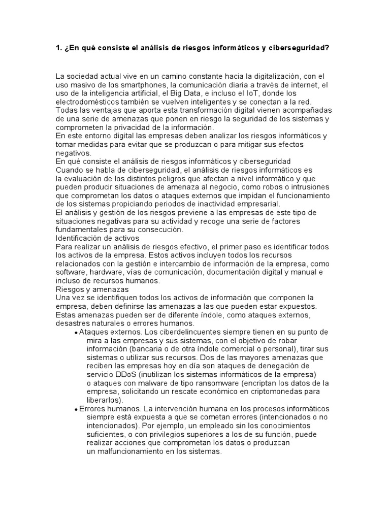 Análisis de Riesgos en Ciberseguridad | PDF | La seguridad informática ...