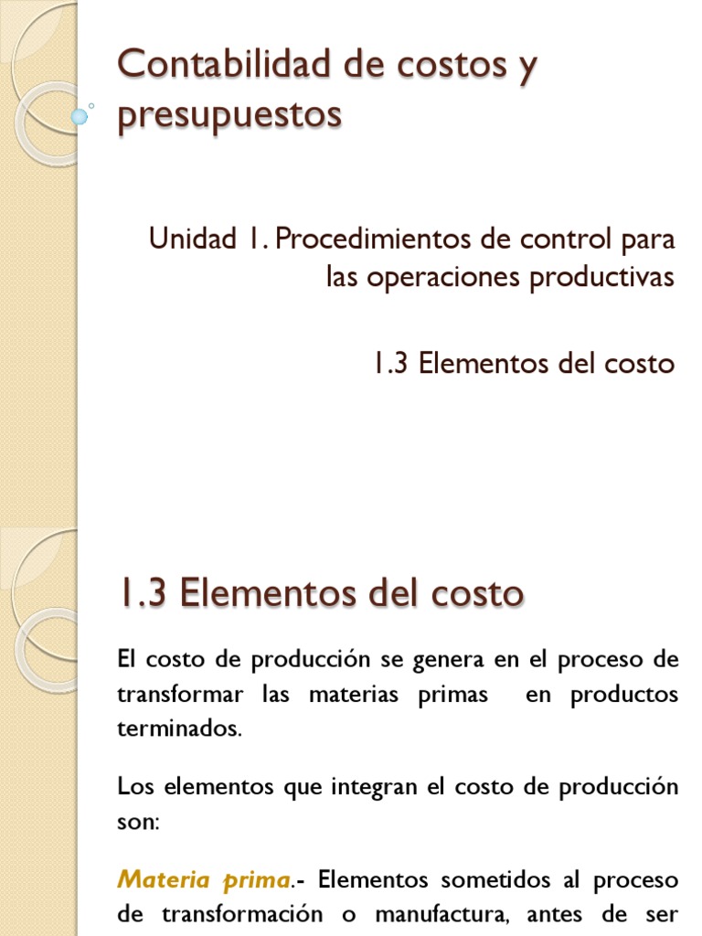 Elementos del Costo en Producción | PDF | Costo | Contabilidad de costos