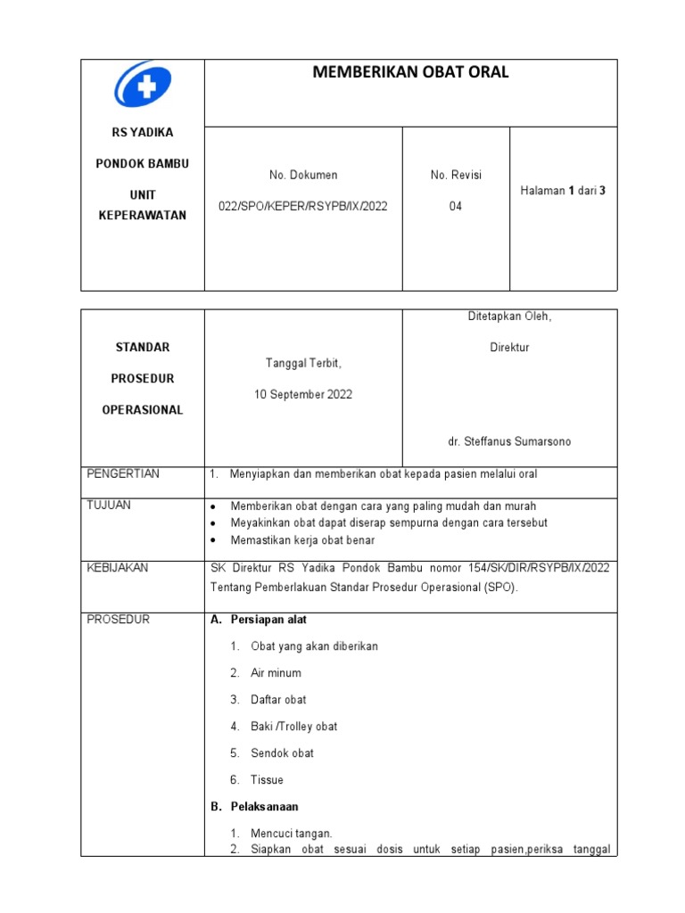 MEMBERIKAN OBAT SECARA ORAL | PDF
