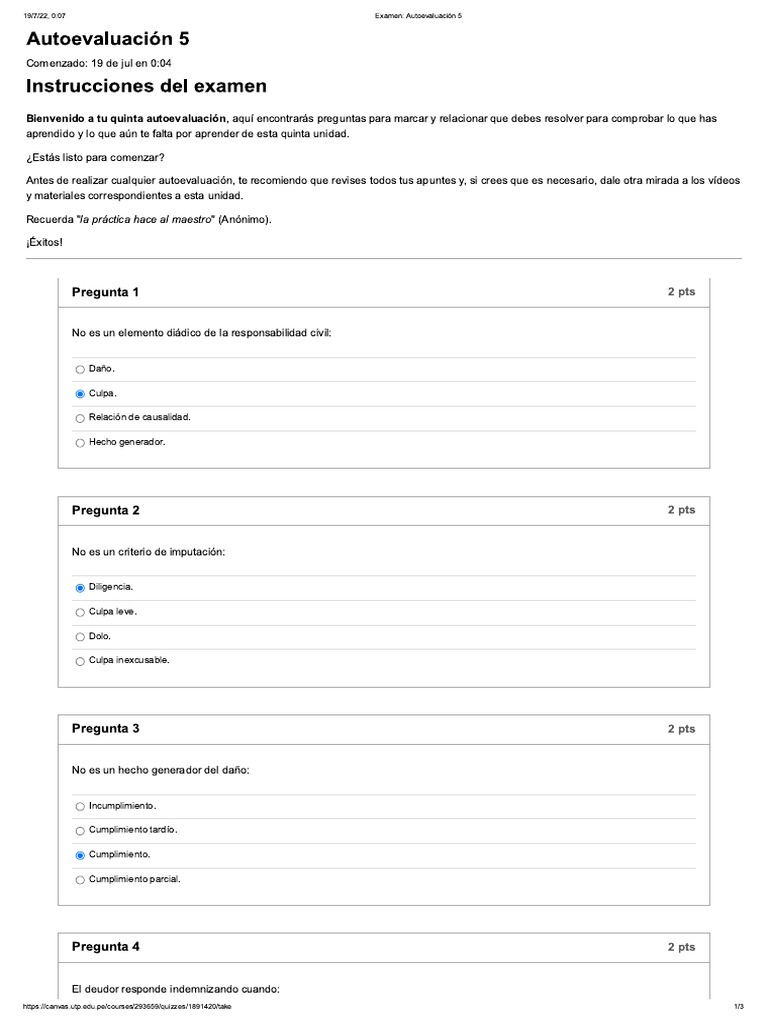 Examen - Autoevaluación 5 | PDF
