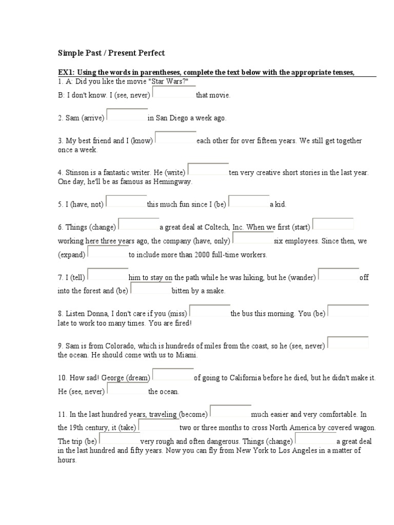 PRESENT PERFECT VS PAST SIMPLE EXERCISES PDF AGENDAWEB visual data 8