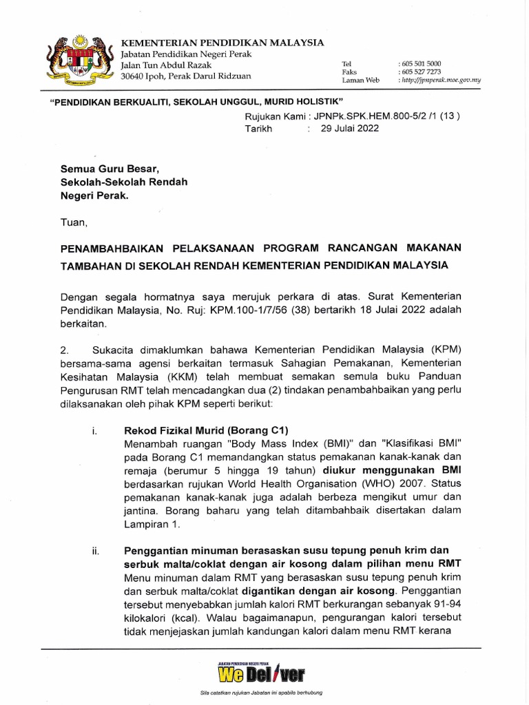 Penambahbaikan Pelaksanaan RMT Di Sek Rendah KPM | PDF