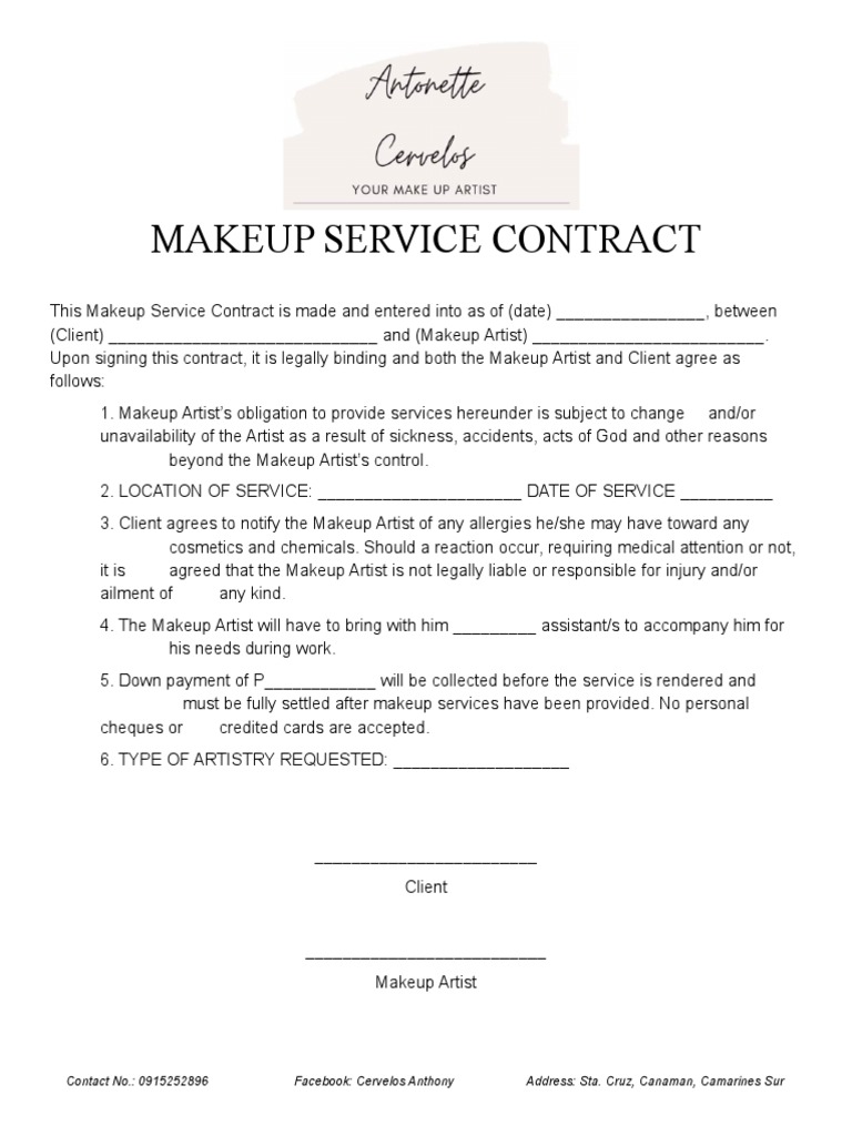 MAKEUP SERVICE CONTRACT PDF