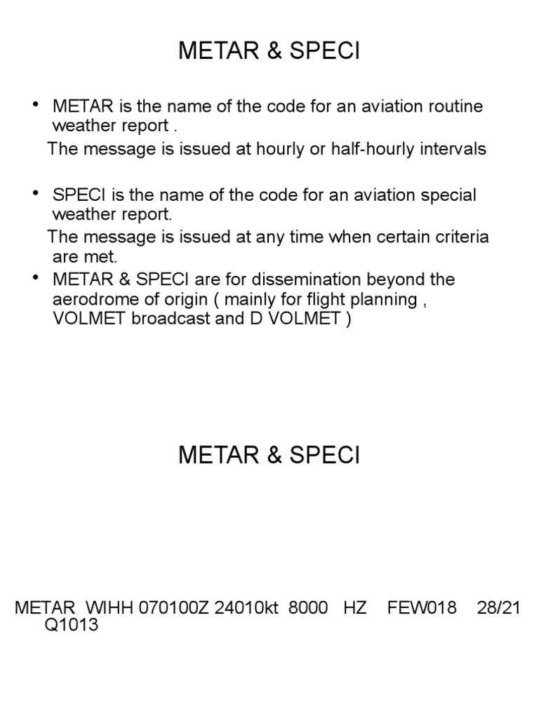 METAR & SPECI Aviation Weather Codes | PDF | Business | Computers