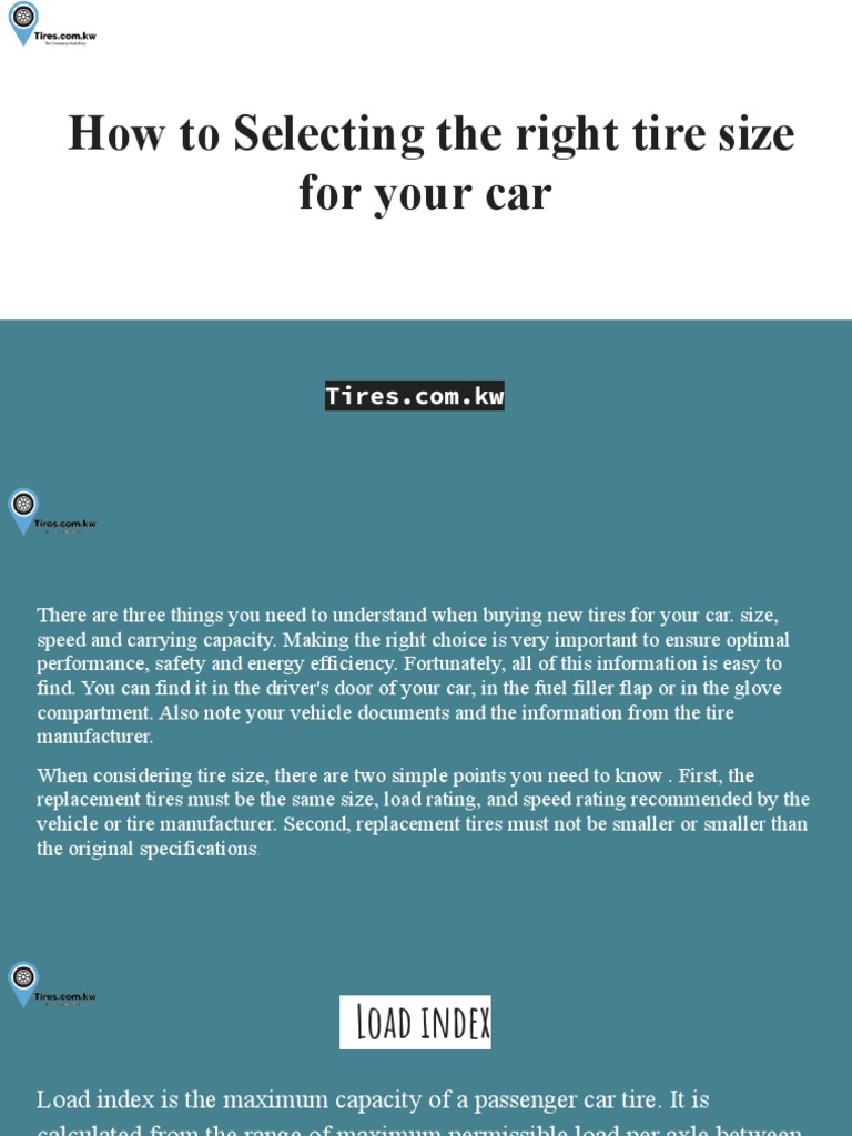 How To Selecting The Right Tire Size For Your Car | PDF | Finance ...