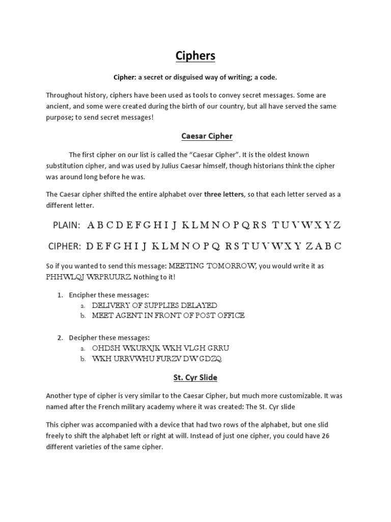 01.intro To Ciphers | PDF | Cipher | Applied Mathematics